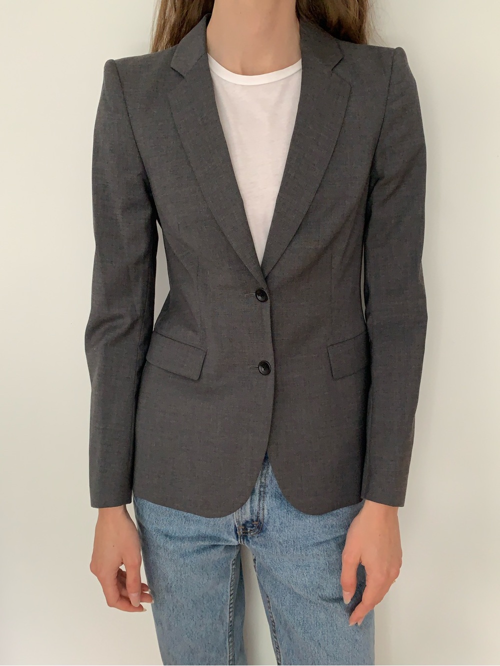 Filippa K Fitted Dark Gray Wool Blazer